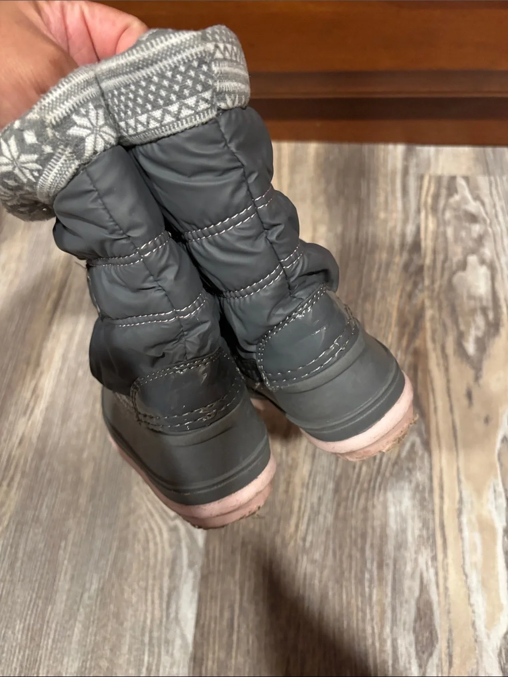 totes Gray and Pink Girls' Insulated Snow Boots